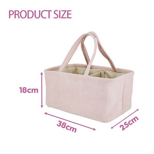 Bon prix Vente en gros Panier à couches en velours côtelé Organisateur Bin Nursery Storage Nappy Mommy Sac de transport avec poignées pour produit pour bébé - Product Image 2