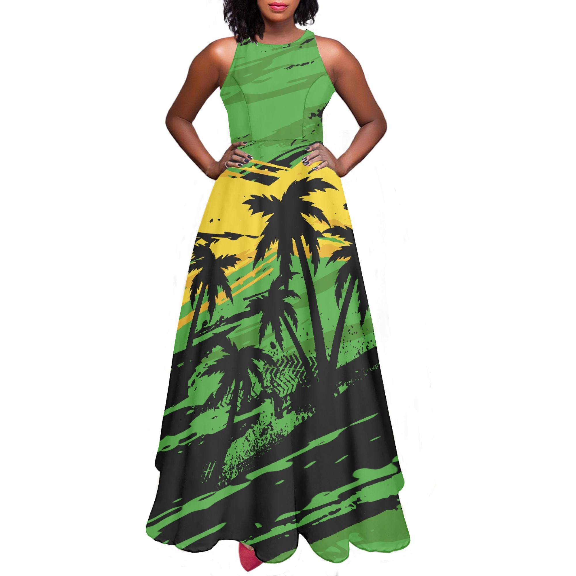chinese dress ladies Jamaica Flag Long Dress for Women Summer Top 2XL at Amazon Women's Clothing  store