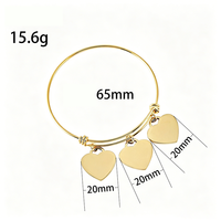 Bracelet extensible Ywyougang en acier inoxydable plaqué or avec pendentif cœur vierge pour gravure personnalisée, serti de pierres, bijou unisexe, cadeau