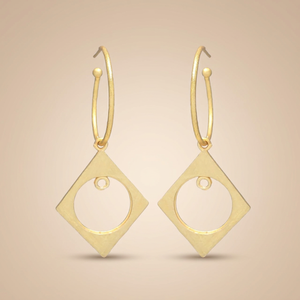Nouvelles boucles d'oreilles pendantes ethniques plaquées or, forme carrée et ronde, pour mariage, fiançailles et fêtes - Product Image 2