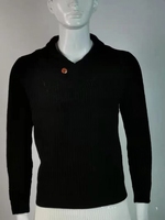 Pull en tricot à col châle pour homme, couleur unie, épais, à manches longues, décontracté, pour l'automne et l'hiver