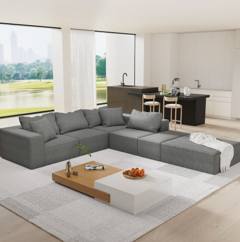 Gris + Chenilla + 6 Asientos + Espuma