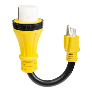 rv电源线适配器15安培电缆铜电线黄色Nema 5-15P插头至50安培延长线SS2-50