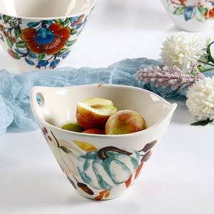 Ciotola di pasta dipinta di colore creativo stile pastorale cappello di bambù binaurale in ceramica ciotola rosa verbosa pentola calda personalizzata per la casa - Product Image 4