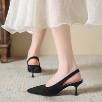 Chaussures pour femmes, style classique, bout pointu, confortables, douces, été, nouvelle collection, design rétro polyvalent, talons fins en PU