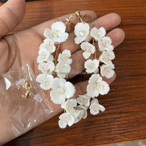 RE4266 Porcellana Fiore Delle Donne Degli Orecchini Da Sposa Orecchino di Goccia Fatti A Mano Monili di Cerimonia Nuziale - Product Image 1
