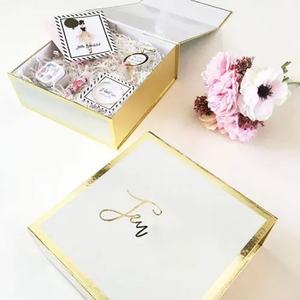 Rose Gold Magnetic Folding Gift <b>Box</b> with Embossing Matt Lamination UV Coating Sponge Lining for <b>Wedding</b> Bridesmaid Proposal - Product Image 3