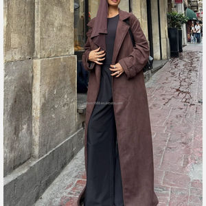 Willson 2026 Nuovo <span class=keywords><strong>Cappotto</strong></span> Abaya Aperto in Camoscio per Inverno e Autunno, Abbigliamento Islamico Traspirante, Caftano <span class=keywords><strong>Turco</strong></span> di Dubai, Outfit Abaya Modesto - Product Image 1