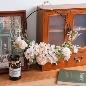 Guirlande de fleurs artificielles CallaFloral, hortensias mélangés, en mousse plastique, fil métallique, tissu, décoration murale pour mariage et maison - Product Image 1