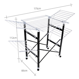 JANKO Séchoir à linge extensible à 2 niveaux, gain de place, pour séchage intérieur des vêtements avec roulettes - Product Image 2