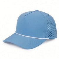Chapeau de pêcheur perforé 6 panneaux sur mesure de haute qualité, anti-humidité, en nylon, avec cordon de pêche, léger