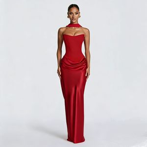 Chic Conjuntos De Mujer 2026 Robe de soirée bustier à lacets, dos nu, coupe ajustée, avec ruban, robes d'été moulantes pour <span class=keywords><strong>femme</strong></span>, idéale pour les soirées - Product Image 1