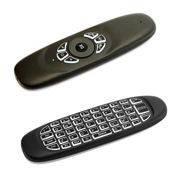 Rechargeable Battery LED Backlit Six-axis Gyroscope 2.4GHz Usb air Fly Mini Mouse Keyboard Remote Control C120 air Mouse
