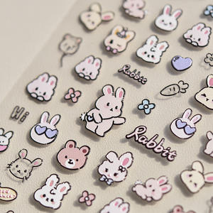 도매 공장 새로운 도착 네일 스티커 자체 접착 5d 엠보스 스티커 만화 곰 팬더 네일 스티커 - Product Image 1