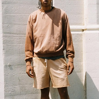 Ensemble survêtement homme streetwear imprimé personnalisé, sweat-shirt à col rond ample et lourd, lavage à l'acide, et short