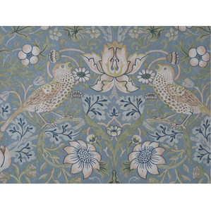 Tissu pour rideaux William Morris Strawberry Thief, 6 mètres – Coton velours gris ardoise, motif floral et oiseaux, textile pour draperie - Product Image 3