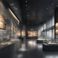 Lemari Pajangan Koleksi Museum GZowin Kaca Rendah Refleksi Pencahayaan LED Peredam Suara Kunci Keamanan Dimensi Dapat Disesuaikan