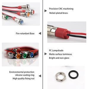 Đèn báo kim loại 6mm độ sáng cao, bóng đèn LED 3mm 5mm, nguồn điện 12V 24V 110V 220V AC DC, chỉ số điện áp IP65 - Product Image 5