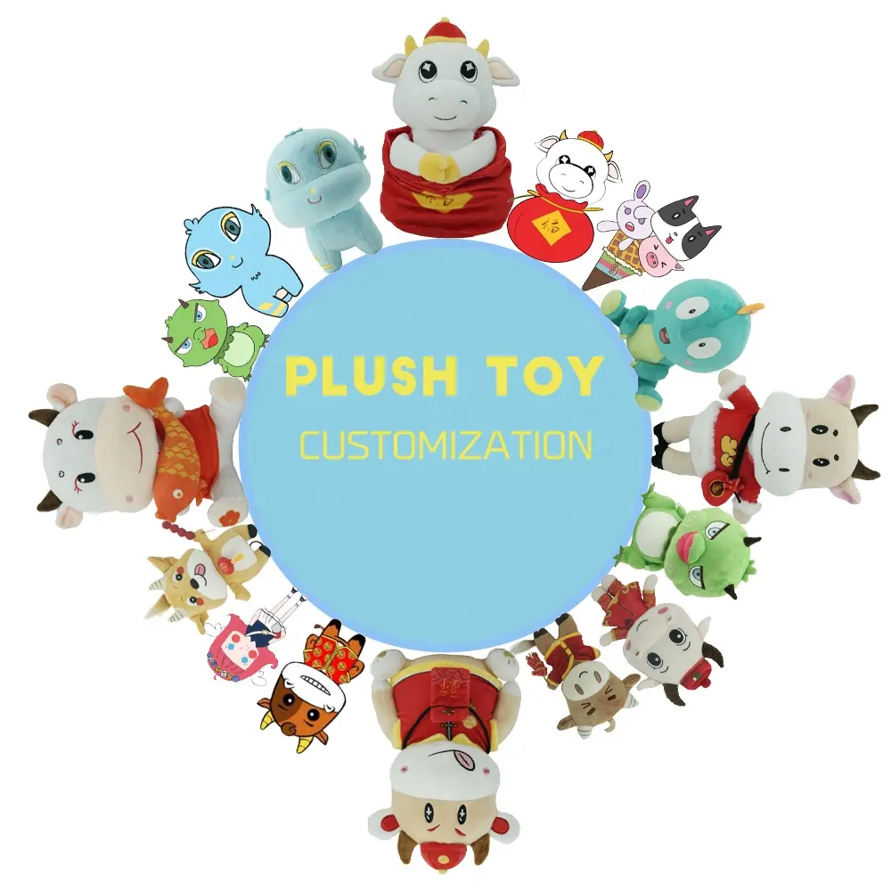 Безопасные мягкие игрушки для детей, Сертифицированные CE, сделанные на заказ плюшевые игрушки Ox, очаровательные плюшевые куклы из светоотражающей ткани