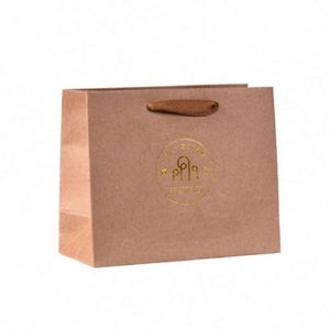 Custom Made High Quality logo Gold Foil Stamping Kraft Paper <b>Bag</b> with Cotton Handle - Product Image 1