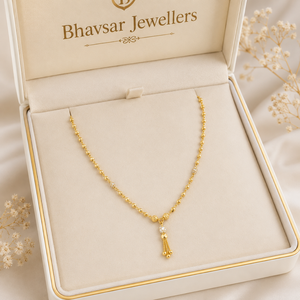 Gold Tone Pendant Dokiyu <b>Necklaces</b> with Elegant Beaded Chain Minimalist Traditional Modern Jewelry Women Daily Wear Wedding 22K - Product Image 5