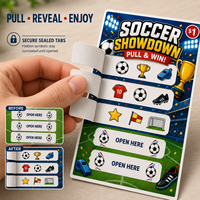 Cartes de jeu de tirage à la tombola de football haut de gamme, personnalisables, à 1, 3 ou 5 rangées, avec languettes de sécurité scellées, pour collectes de fonds et événements