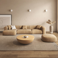 Sofa tiga orang minimalis Modular Modern Italia Sofa Bidang tiga orang kain Jepang ringan mewah waby-sabi sudut Sofa besar