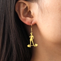 Pendientes de Acero Inoxidable Color Dorado para Mujer, Regalo de Cumpleaños 2023, Pendientes Colgantes para Gimnasio, Ejercicio y Levantamiento de Pesas