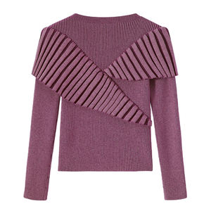 Wholesale Women Blouses Embroidery Patch Knitted Tops Ladies Crew Neck Trendy Fall Fashionable Wool Pullover <b>Sweater</b> - Product Image 6