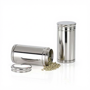 Stainless Steel Food <b>Container</b> Round Airtight Storage Jar Minimalist Design Polished Finish for Kitchen Use - Product Image 2