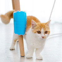 Brosse de toilettage double face pour chat, à fixer au mur ou au coin, brosse de massage douce, outil de toilettage en plastique, fournisseur de produits pour animaux de compagnie