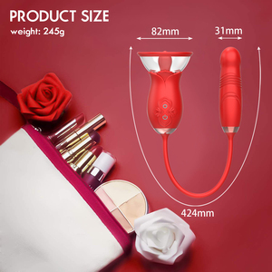 AIERSHA Stimulator Klitoris Rose Lidah Mengisap Menjilat <span class=keywords><strong>2</strong></span> in 1 G Spot Dildo Mainan Seks Dewasa Rose Vibrator untuk Wanita - Product Image 5