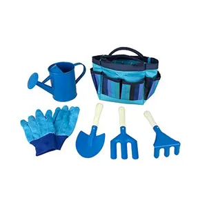 Kit de ferramentas floral para jardim doméstico infantil, pá de ancinho com saco de água, ecológico, logotipo personalizado, 6 peças, lata de água
