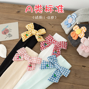 Chaussettes en coton peigné pour filles, style princesse, à double <span class=keywords><strong>aiguille</strong></span>, à carreaux, avec nœud et fleur, sans <span class=keywords><strong>talon</strong></span>, nouvelle collection automne/hiver WZ-381 - Product Image 4