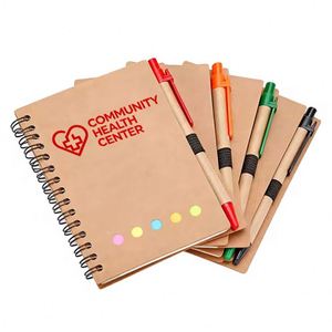 Bloc de Notas Promocional con Logotipo Personalizado para Centro de Salud Comunitario, con Bolígrafo, Bloc de Notas Espiral Kraft Personalizado con Notas Adhesivas - Product Image 1
