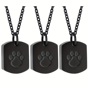 Ожерелье для праха питомца из нержавеющей стали с отпечатком лапы, кулон-урна для кремации, памятное украшение для собак и кошек - Product Image 1
