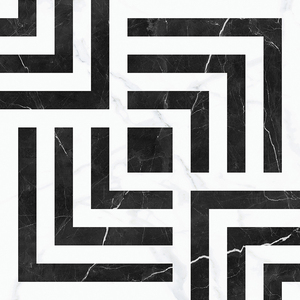 Nouvelle Arrivée Blaze Build : Carrelage en Porcelaine Poli Effet Marbre Noir et Blanc 800x800mm Labyrinthe pour Showroom de Luxe - Product Image 1