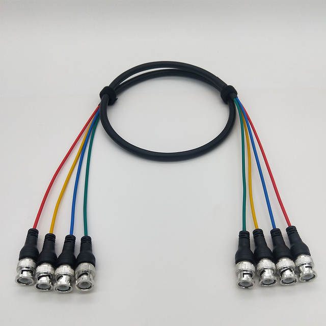 RGB Multicore Coaxial Cable 75Ohm, 4 BNC Male to 4 BNC Male Cable 1m Length