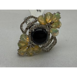 New Top selling Luxury BLACK <b>OPAL</b>, <b>OPAL</b> Ring 925 Sterling Silver, <b>Gift</b> Party Wedding Engagement Religious Ceremonies Events - Product Image 1