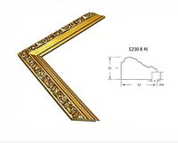 Moulure de cadre photo en pin massif 53x33mm, profil doré orné, moulure en bois pour peinture, miroir, décoration