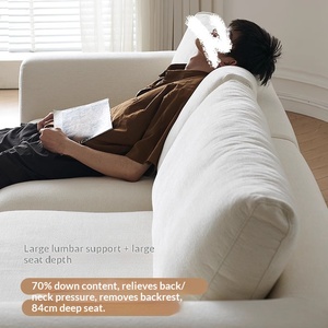 Sofá de tela recta de lino y algodón lavable estilo Wabi Sabi Cream Rhine para sala de estar de apartamento pequeño, uso doméstico - Product Image 3