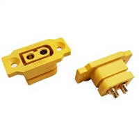 Connecteur femelle Amass XT60E-F à montage sur panneau avec support fixe, prise d'alimentation plaquée or pour avions et drones, service OEM direct usine