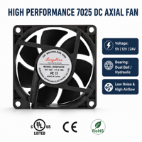Ventilador Axial de Refrigeración para Impresora 3D, Larga Duración, Bajo Ruido, 24CFM, 25dBA, 70x70x25mm, DC 12V 24V 48V, Doble Rodamiento de Bolas, Disipador de Calor para Extrusor