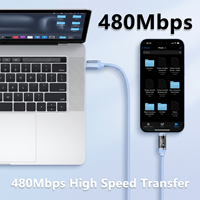 Cable de Carga Rápida USB C de 240W con Pantalla LED en Tiempo Real, 4 Colores Vibrantes, Trenzado, Sincronización de Datos de 480Mbps para Laptop/Viajes