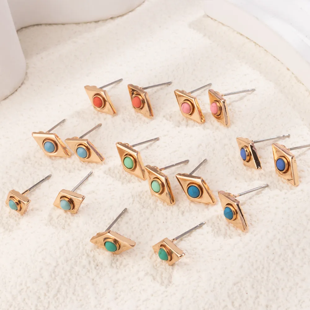 Gioielli di moda Mini orecchini a rombo in pietra placcata oro per le donne fidanzata regalo