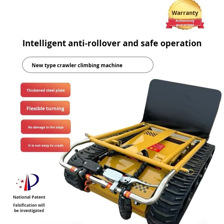 Wide-Track Foldable Electric Stair Climber Cart with Rubber Wheels Maneuverable Transport Tool for Storage & Shopping Farm Work