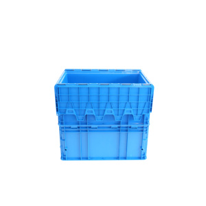 Venta al por mayor 2 Pack 30l Negro Apilable Utilidad de plástico Tote Box Contenedor Caja de almacenamiento plegable Cajas Contenedores de almacenamiento con tapa - Product Image 2