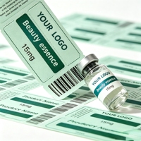 62 Étiquettes universelles pour flacons de peptides de laboratoire, qualité RUO, résistantes à l'eau, adhésif haute adhérence, pour toutes les tailles de flacons