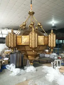 Lighting Lamps Mosque Chandelier Iron Light Fitting Big Project Hanging Lamp Antique Brass Lamps Light