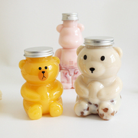 Bouteille en plastique transparente vide de 350 ml à 500 ml en forme d'animaux de dessin animé pour thé au lait, boissons gazeuses, jus d'orange